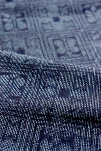 Vintage Tsumugi Kimono Silk Fabric, Navy blue Sashiko Long Panel 155cm(61") - Picture 1 of 14