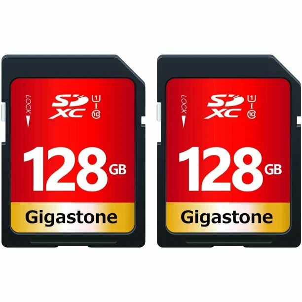 Gigastone 128GB SD Card 2-Pack Memory Card for Cameras Full HD Video SDXC U1 C10 - Image 1 of 4