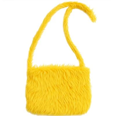 ORLOB KARNEVAL Hippie-Plüsch Tasche Gelb 20 x 20 cm mit Reißverschluss für Erwachsene Fasching