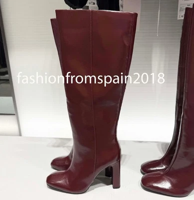 ZARA NEW WOMAN BOTAS DE SALTO LARGO VERMELHO BORGONHA 35-42 3010/610/624 - Imagem 1 de 3