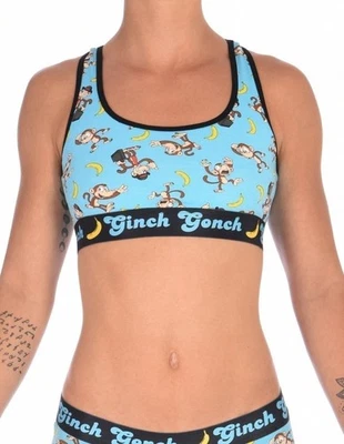 Ginch Gonch Women's Monkey Business Sports Bra Animal Print Cotton NWT - Image 1 of 2