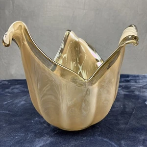 Cristal blanco de Murano arte copa champán bronceado cuenco hecho a mano Italia regalo de boda - Imagen 1 de 6