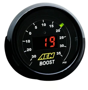 GENUINE AEM Digital Boost 52mm (2-1/16”) Gauge Kit w/ Black & White Face (NEW) - Picture 1 of 4