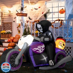 Sizonjoy Halloween Inflatables Black Rider with Pumpkin, 6 FT Halloween Decor - Picture 1 of 5