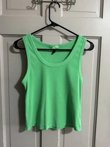 Top corto acanalado hilo universal verde talla grande - Imagen 1 de 6