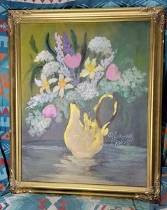 Künstler signiert Anna Sandhu Ray 2000 großes Ölgemälde gerahmt markiert mit 600,00 $ - Bild 1 von 17