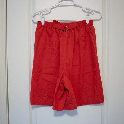 Pantalones Cortos Rojo De Colección Blair Cintura Alta Años 80 90 Mamá Algodón Cinturón MP | Verdadero Otoño Foto 1 de 4
