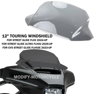 12" Tinted Touring Windshield For Harley Touring Street Glide FLHX 2024 2025 - Picture 1 of 12