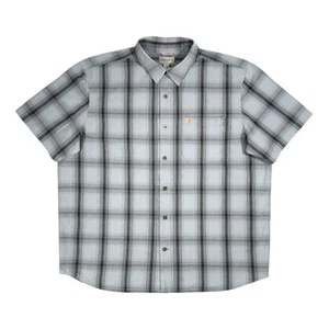 Carhartt Blue & Black Relaxed Fit Short Sleeve Plaid Check Shirt 2XL Workwear - Picture 1 of 9