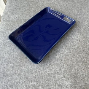 Rectangular Serving Platter Arabia Finland Dark Blue Teema 12" x 8" - Picture 1 of 7