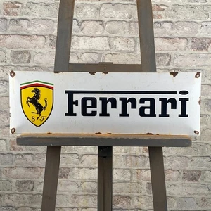 Letrero Esmaltado FERRARI 23.6x7.9" (60x20cm) Bonito Coleccionista Vintage... - Foto 1 di 11