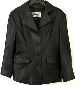 WILSONS PELLE STUDIO Women's L Leather Jacket Buttery Soft Black Lined EUC - Picture 1 of 9