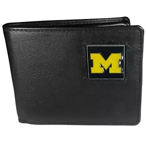 Michigan Wolverines Leather Bi-fold Wallet (sm. metal) - Picture 1 of 2