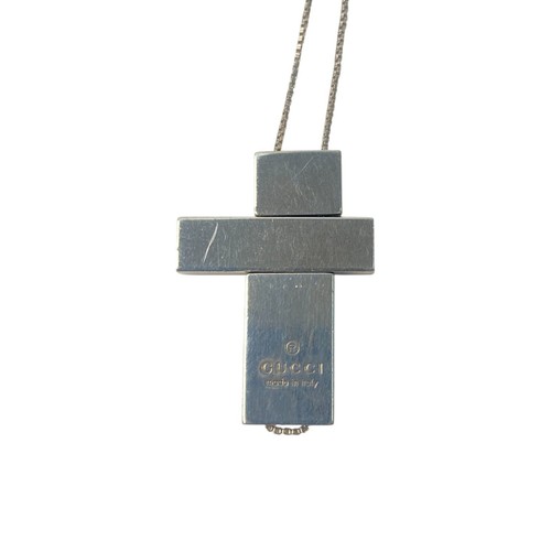 Collana GUCCI Argento Sterling Croce Placca Catena Croce Separata Giappone Usata Rara