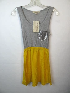 Rewind grau & gelb Kleid XSmall glitzernde Fronttasche Mini Tank Pullover - Bild 1 von 6