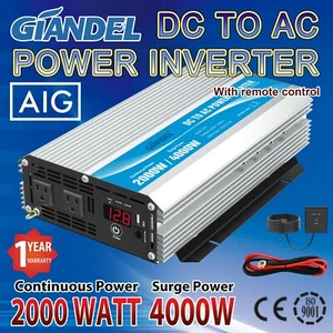 Transistores remotos de EE. UU. con inversor de potencia 2000 W onda modificada de 12 V a 110 V ~ 120 V 4,5 M - Imagen 1 de 7