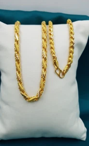 22K Gold Chain Necklace Real Yellow Gold Coimbatore Design Chain Dubai Handmade - Picture 1 of 10