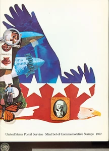 US STAMPS 1977 SET OF COMMEMORATIVE STAMPS IN FOLDER (3G639) Fabulous Folder!!! - Picture 1 of 4