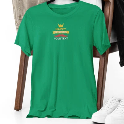 Personalised Embroidered Your Text Happy Father's Day T-shirt Papa Family Love - Image 1 of 4