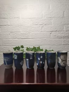 1960s Otagiri Japanese Hand-Decorated Saki Cups Set of 6 - Picture 1 of 3