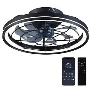 Ceiling Fan With Light 20'' Wind Speed With Smart APP Remote 3 Colors Dimmable - Picture 1 of 8