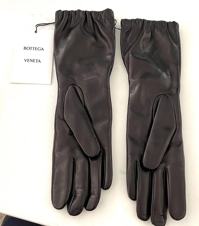 Guantes largos de cuero negros Bottega Venega para mujer 671708 Foto 1 de 4