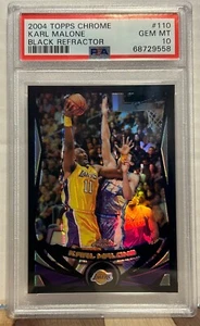 2004 Topps Chrome 110 Karl Malone Black Refractor PSA GM MT 10 Los Angeles #420/ - Picture 1 of 5