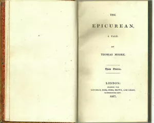 THOMAS MOORE "THE EPICUREAN" 1827 3RD ED VG LEATHER FINE BINDING - Foto 1 di 2