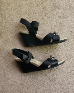 St. John's Bay Womens size 6 Black Open Toe Slip on Slingback Sandals - Picture 1 of 6