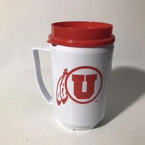 Vintage University of Utah Utes With Lid Feather Logo Mug Cup 1990’s - Picture 1 of 5