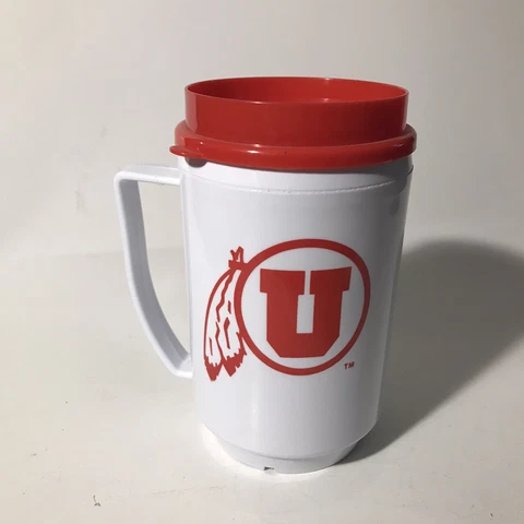 Vintage University of Utah Utes With Lid Feather Logo Mug Cup 1990’s Cover