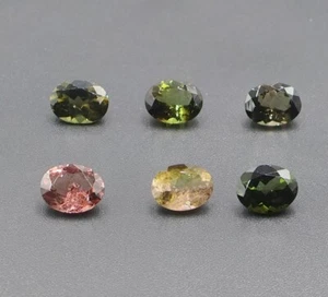 Natural Multi Tourmaline Faceted Cut 9x7 mm Oval Tourmaline Loose Gemstone 6 Pcs - Picture 1 of 4