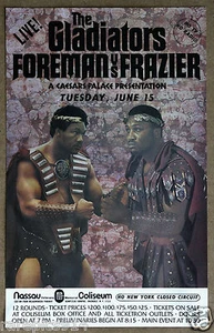 Póster de boxeo Foreman vs Frazier 2nd Championship Fight raro original promocional 1976 - Imagen 1 de 1