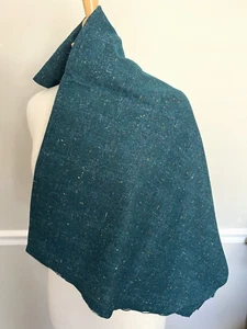 Vintage 100% Wool Color Flecked Wool Deep Teal 60" x 46" Sewing Fabric - Picture 1 of 4