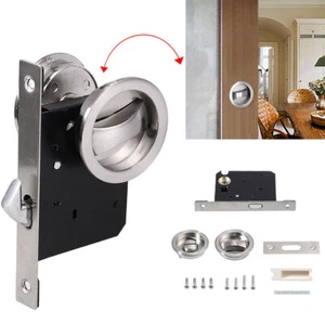 Sliding Pocket Door Bathroom Lock Privacy Set Hook Flush Pull Slide Locks - Picture 1 of 12