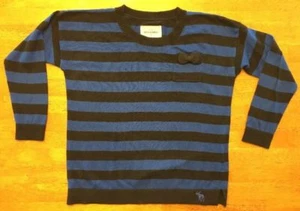Abercrombie Kid's Girl's Blue & Black Striped Long Sleeve Pocket Sweater Medium - Picture 1 of 12