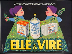 Affiche ancienne originale, Roland, Elle et Vire, Agriculture, Beurre, Lait, 1960 - Photo 1/5