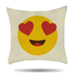 Personalised Linen Cushion Emoji Cushion Cover Gift for Girls and Boys Birthday - Picture 1 of 28