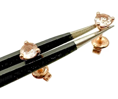 Pendientes de plata de ley 925 tono oro rosa estrás tono rosa para mujer Foto 1 de 4