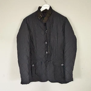 BARBOUR Men’s Black QUILTED LUTZ Buckle Collar Jacket Pockets Lightweight Size S - Picture 1 of 11