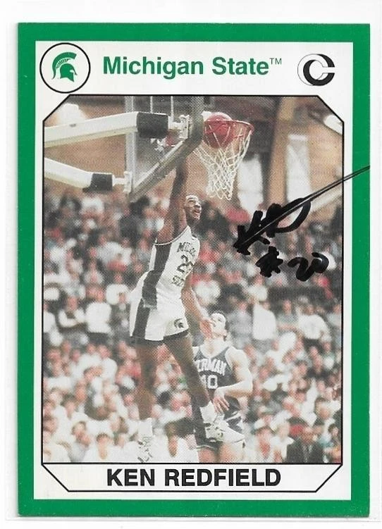 KEN REDFIELD Autographed Signed 1990 Basketball card 158 Michigan State Spartans - Image 1 of 1
