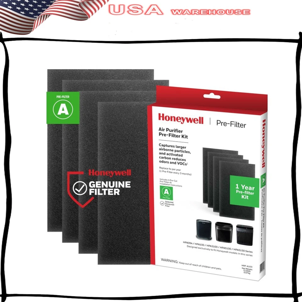 Honeywell HRFA100 Pre-Cut Carbon Pre-Filter (Box of 4 Filters)
