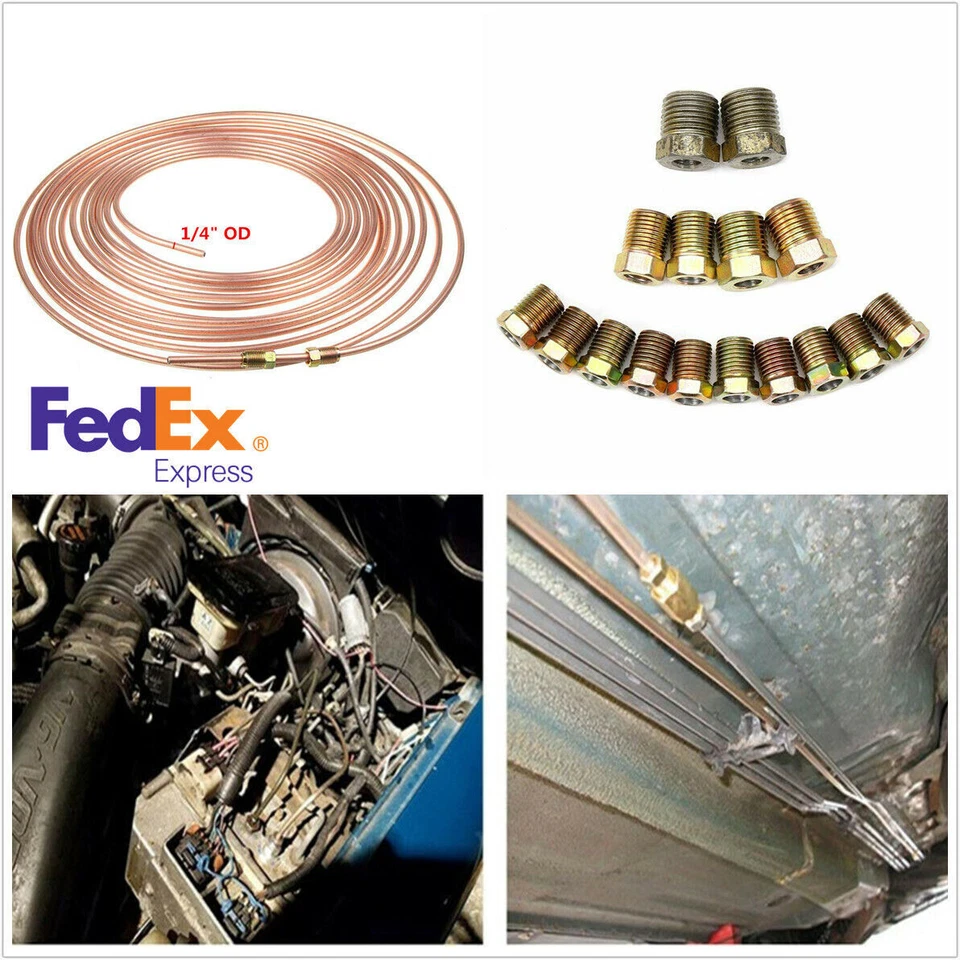 1/4 in.OD Roll Brake Line Tubing Kit & Fittings For Fuel & Transmission Systems Foto 1 de 4