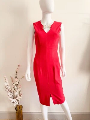 £350 Exquisite Class Roberto Cavalli Knee-Length Red Bodycon Dress, Size S, 8 UK - Image 1 of 4