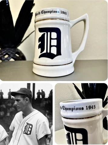 Detroit Tigers RARE 1945 World Series Stein Hank Greenberg Cover