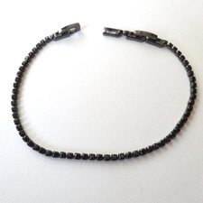 BRACCIALE TENNIS SOTTILE Unisex  in Metallo NERO ZIRCONI NERI 17 - 19 CM 376 S