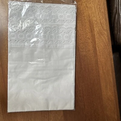New Embroidered Lace PillowCase White Cotton Sateen Standard Case 2 Pack - Image 1 of 2