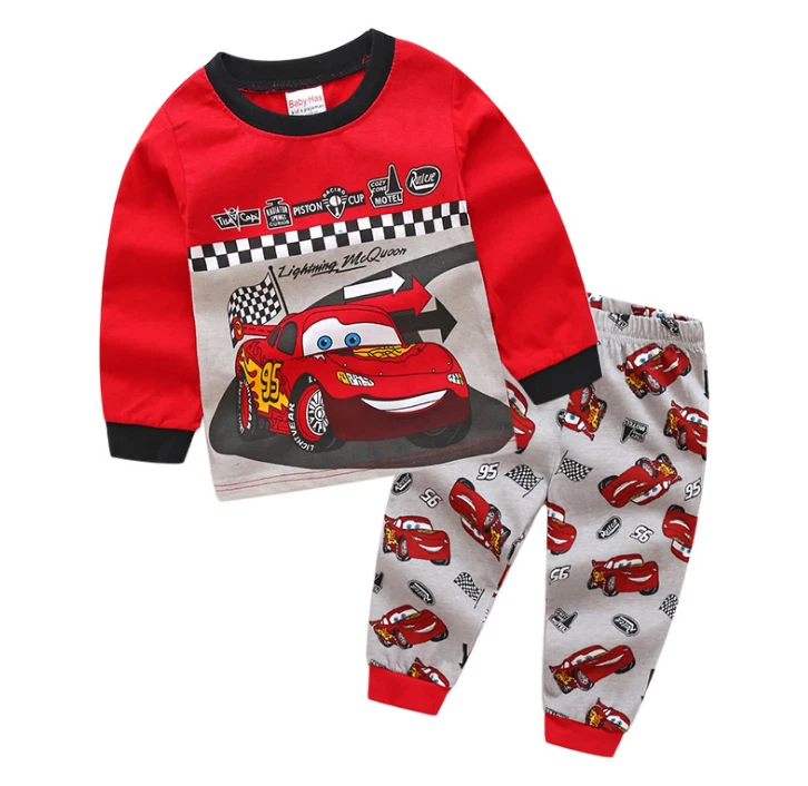 С ЯРЛЫКАМИ автомобили kids футболка верхний пижамы хлопок с длинными рукавами мальчиков пижамы пижамы пижамы - Изображение 1 из 1