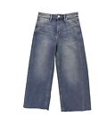 Articles of Society Womens High Rise Cropped Wide Leg Jeans, Blue, 26