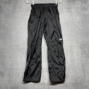 REI Co-op Rainwall Rain Pants Kids M (10-12) Black 100% Nylon Mid-Rise Pockets - Picture 1 of 11